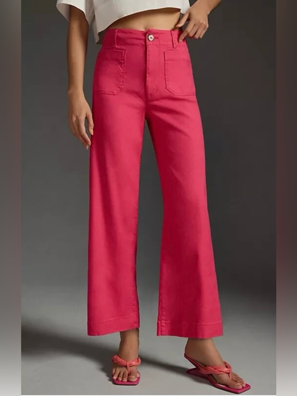 Maeve/Anthropologie The Colette Cropped Wide Leg Pant in Red Berry Size 28P. NWT